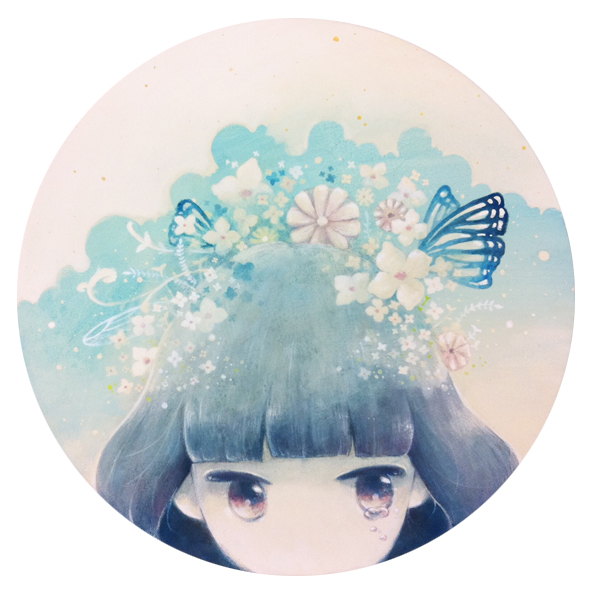 Фото Девочка с цветами и бабочками на волосах, by mi