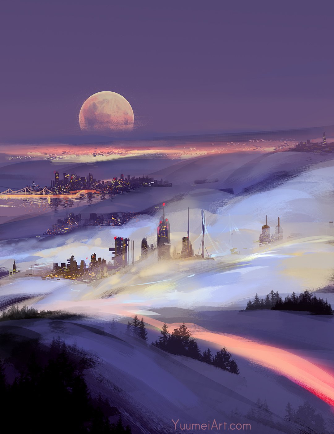 Фото Город в густом тумане, by Yuumei Art