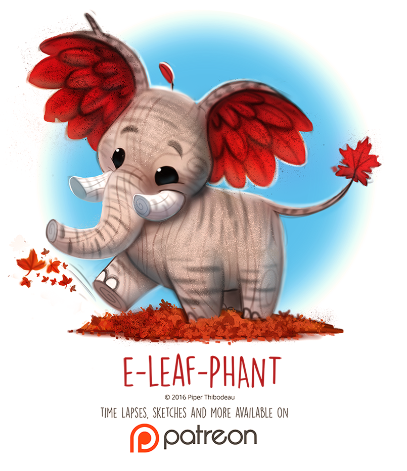 Фото Деревянный слон с красными листьями, by Cryptid-Creations
