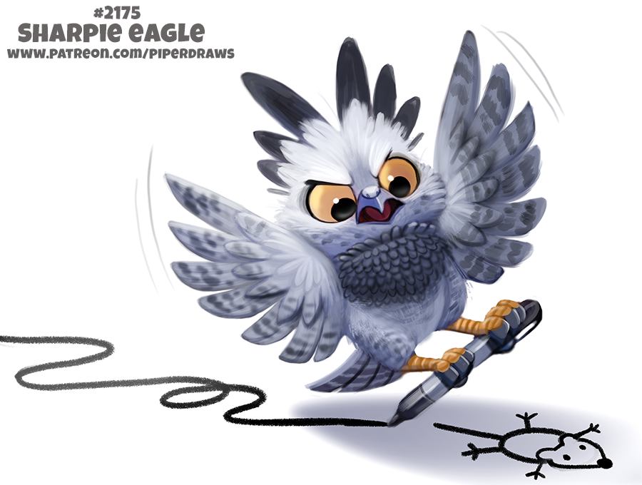 Фото Орел с гелевой ручкой охотиться за нарисованной мышкой (Sharpie eagle), by Cryptid-Creations
