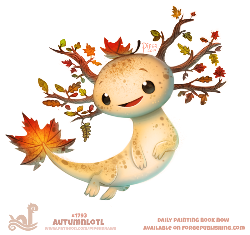 Фото Аксолотль с осенними листьями (Autumnlotl), by Cryptid-Creations