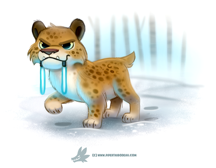 Фото Дикая кошка с неоновыми зубами на снегу, by Cryptid-Creations