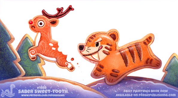 Фото Печенный тигр гонится за печенным оленем (Saber Sweet-Tooth), by Cryptid-Creations