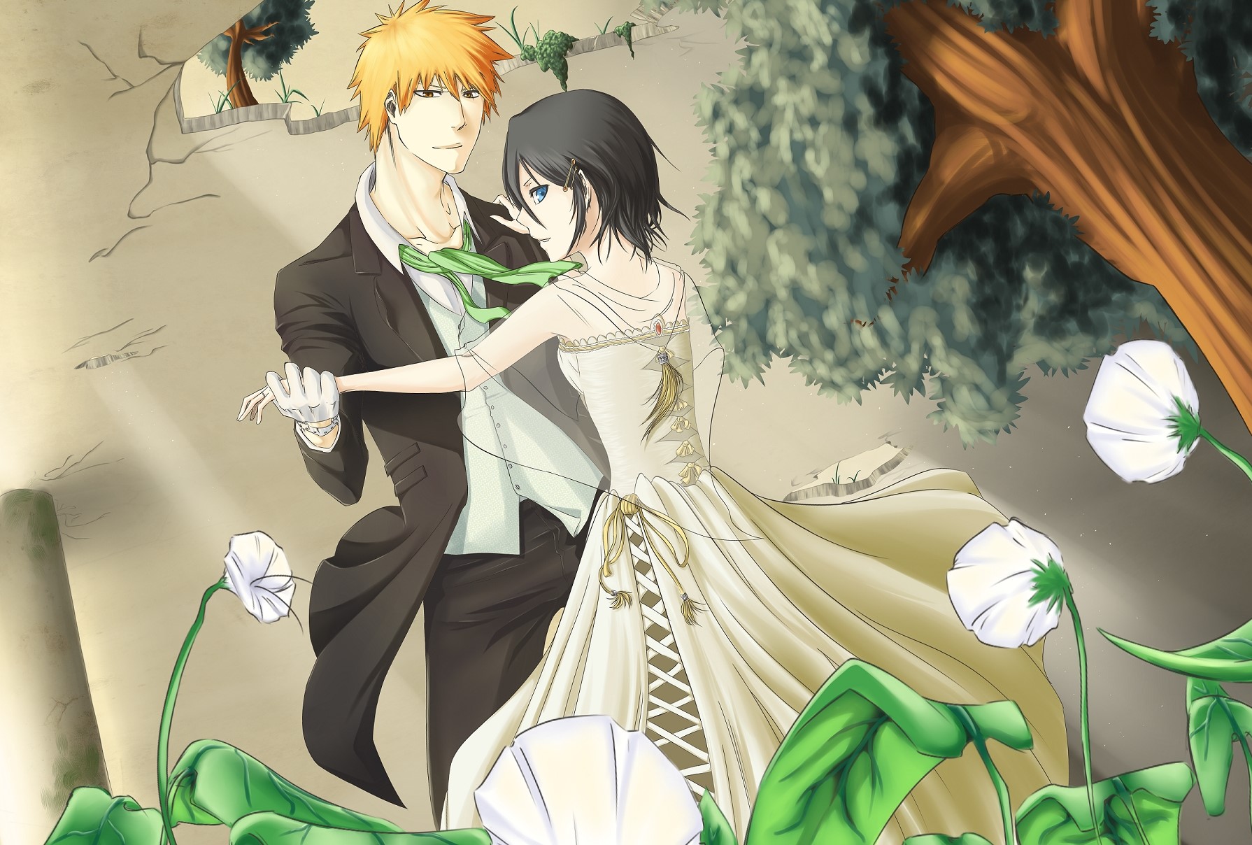 Фото Kuchiki Rukia / Кучики Рукия и Kurosaki Ichigo / Куросаки Ичиго аниме Bleach / Блич