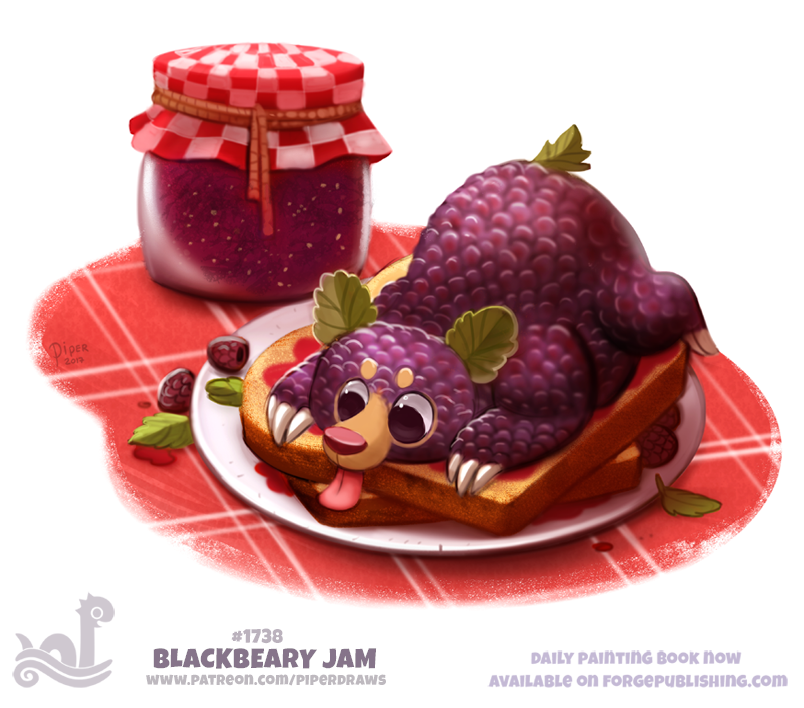 Фото Ежевичный медведь на двух тостах, рядом стоит баночка варенья (Blackbeary Jam), by Cryptid-Creations