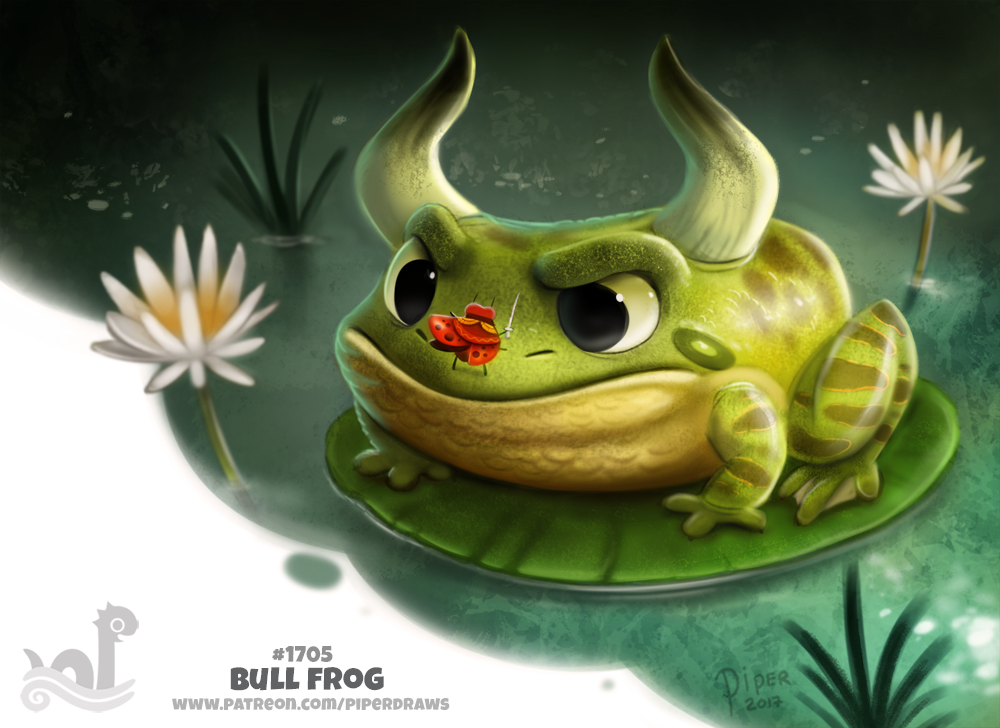 Фото Бык-лягушка, на ней сидит божья коровка с мечом (Bull Frog), by Cryptid-Creations