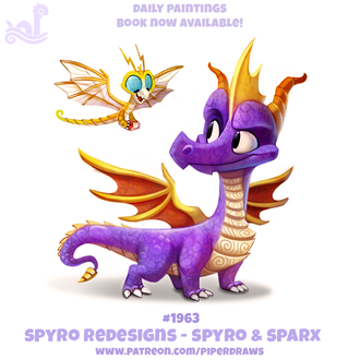 Фото Два дракончика на белом фоне (Spyro Redesigns - Spyro and Sparx), by Cryptid-Creations