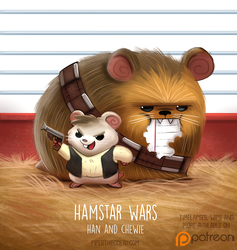 Фото Два хомяка в образе Han Solo / Хан Соло и Chewbacca / Чубакка из фильма Solo: A Star Wars Story / Соло. Звездные войны: Истории (Hamstar Wars - Han and Chewie), by Cryptid-Creations