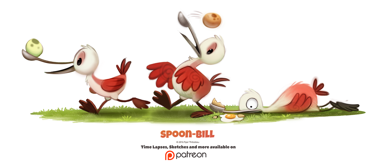 Фото Птицы с ложками вместо клювов бегут с яйцами участвуя в конкурсе (Spoon-bill), by Cryptid-Creations