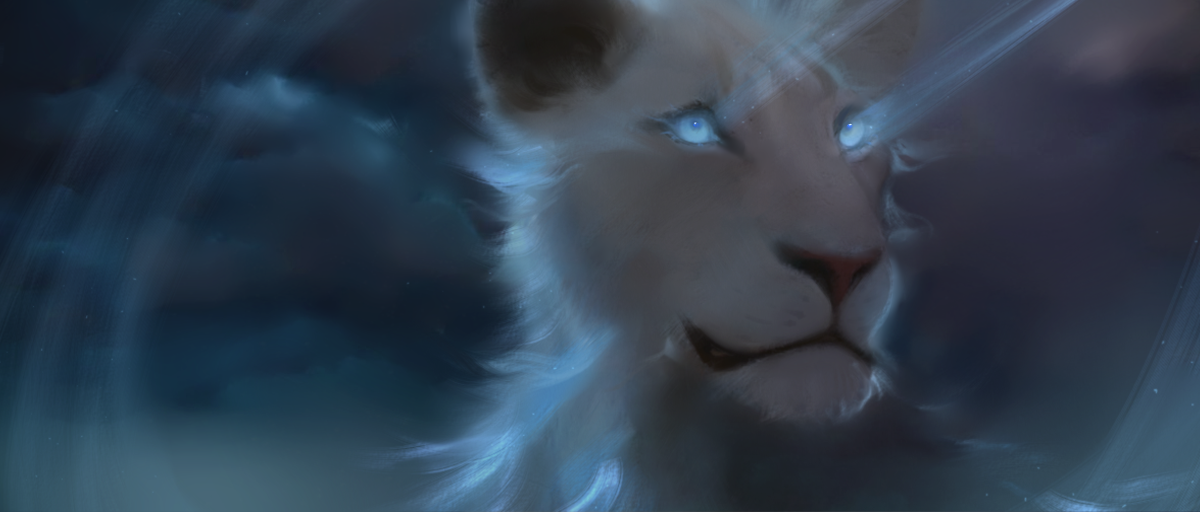 Фото Белая львица, из глаз которой выходят голубые лучи света, by belethi