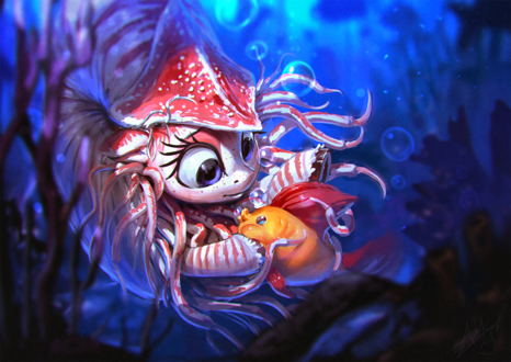 Фото Водный пони Nautila / Наутила знакомится с рыбкой, by AssasinMonkey