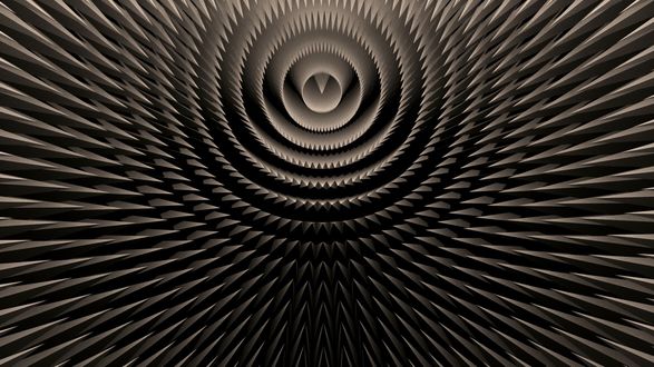 Фото Абстрактный фон в виде кругов, построенный из шипов / Из игры Fugue In Void разработчика Moshe Linke