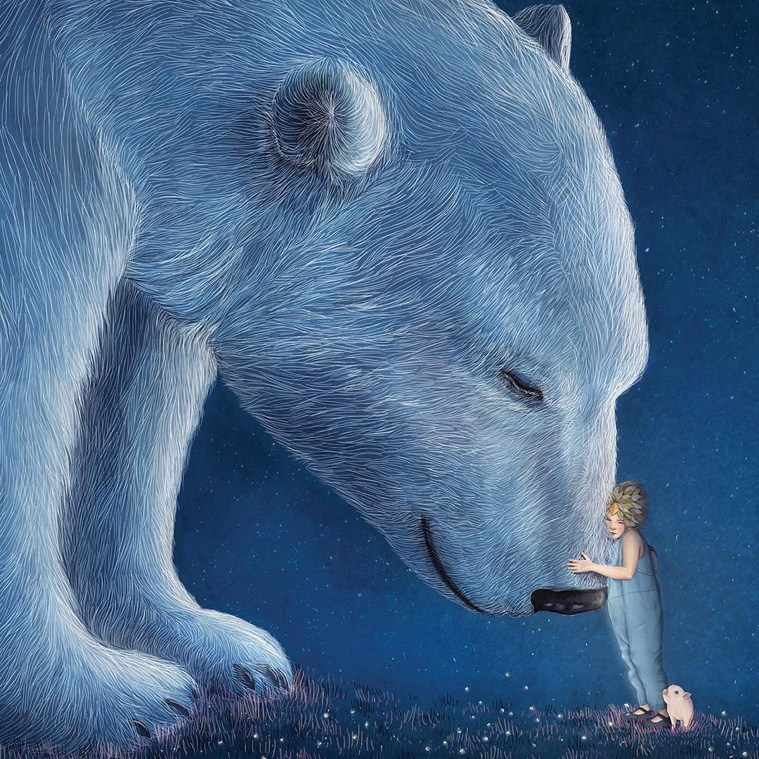Фото Девочка обнимает белого медведя, иллюстратор Gabriella Barouch