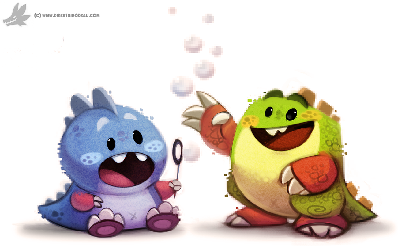 Фото Два дракончика из игры Bubble Bobble, by Cryptid-Creations