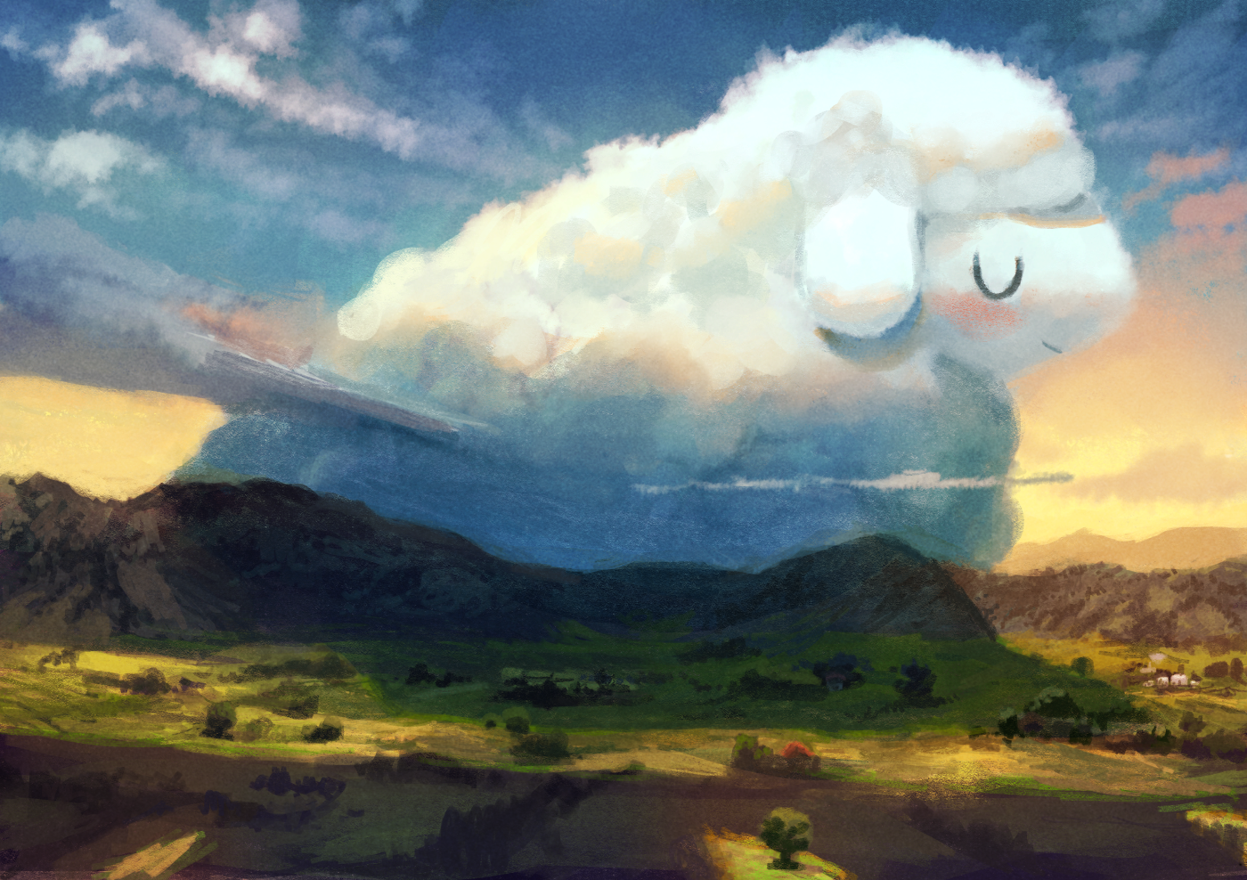 Фото Овечка-облако в небе над горами