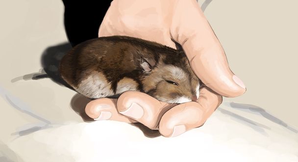 Хомячок лежит рисунок
