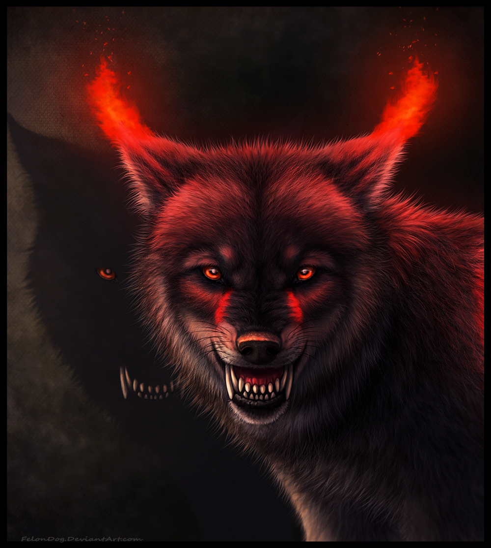 Фото Злой волк с горящими ушами, by FelonDog