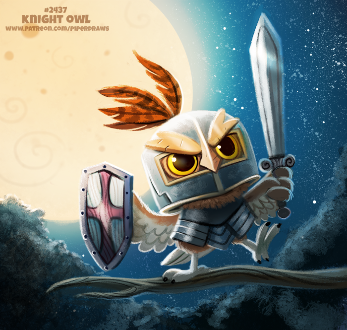 Фото Совенок рыцарь на ветке (Knight Owl), by Cryptid-Creations
