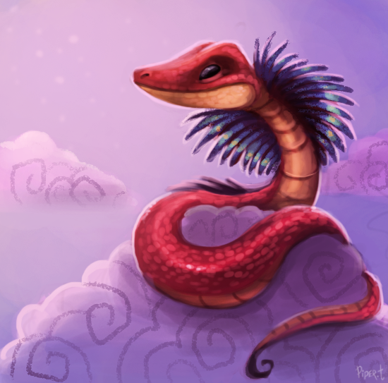 Фото Красная змея на облаке, by Cryptid-Creations