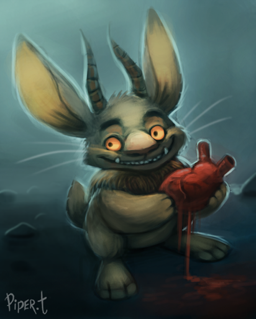 Фото Кролик с рогами держит в лапах сердце, by Cryptid-Creations