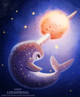 Фото Нарвал и луна в космосе (Lunarwhal), by Cryptid-Creations