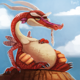Фото Красный дракон на фоне неба, by Cryptid-Creations
