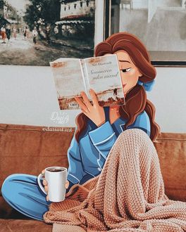 Фото Белль / Belle из мультфильма Красавица и чудовище / Beauty and the Beast читает книгу, by dariart. art