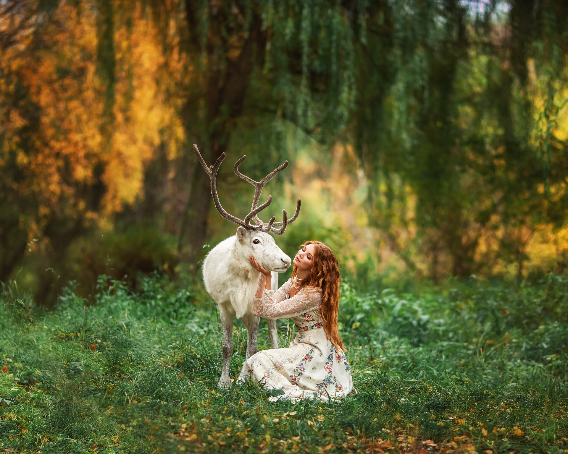 Фото Девушка с оленем на природе. Фотограф Бармина Анастасия