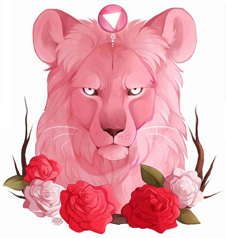 Фото Розовый лев среди роз, by MapleSpyder
