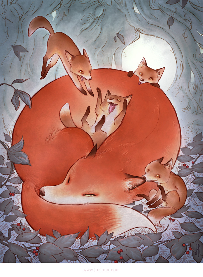 Раскраска животные лиса. Лиса спит в норе