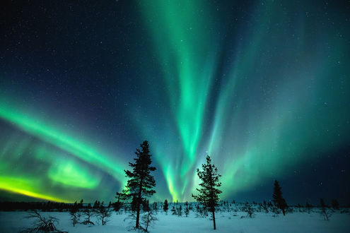 Фото Северное сияние на ночном небе, Финляндия, by Carsten Meyerdierks