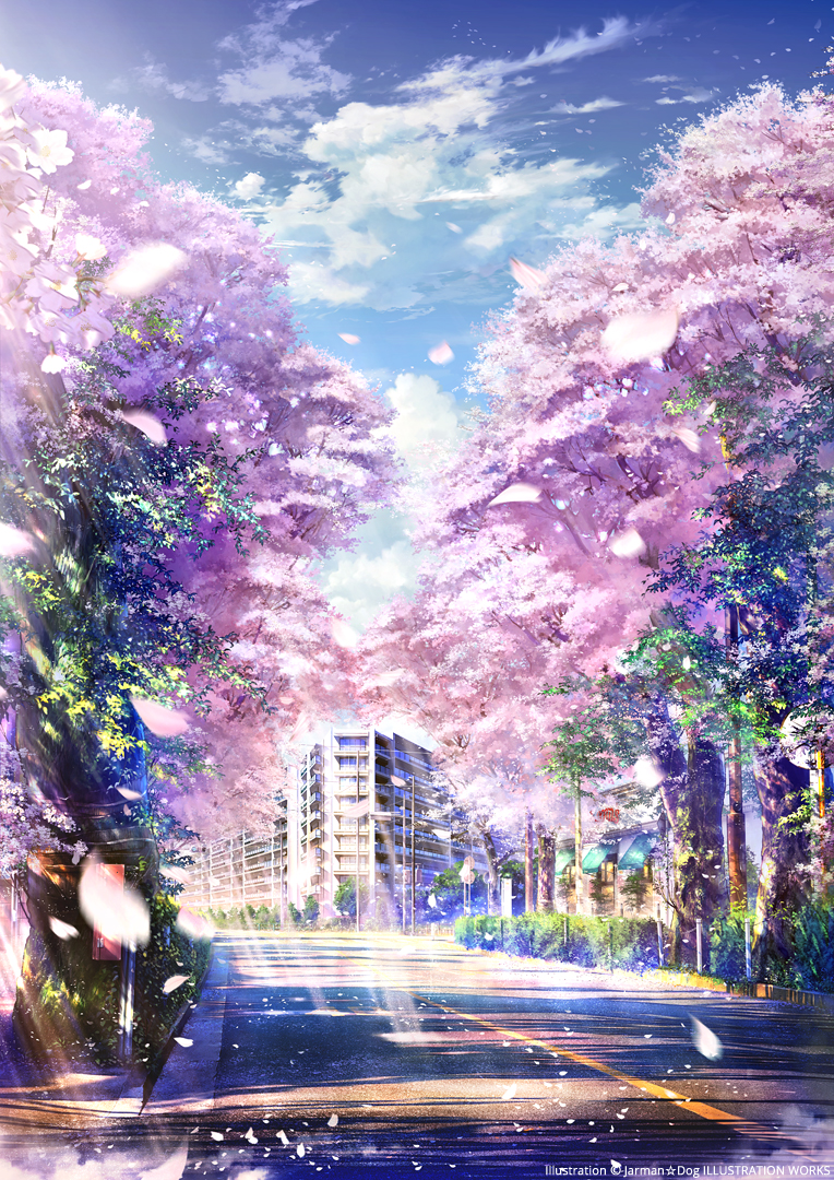Фото Цветущая сакура на улице города
