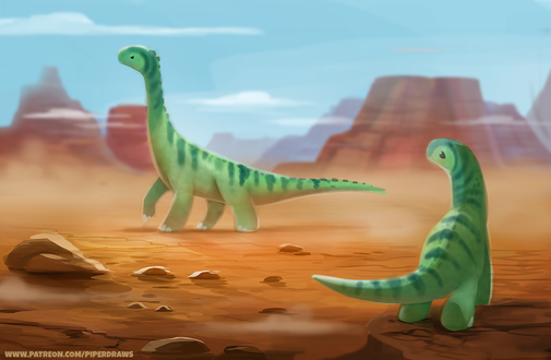 Фото Два зеленых динозавриках в пустыне, by Cryptid-Creations