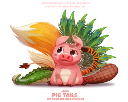 Фото Свинка с разными хвостами (Pig Tails), by Cryptid-Creations