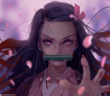 Фото Kamado Nezuko / Нэдзуко Камадо из аниме Kimetsu no Yaiba / Клинок, рассекающий демонов, by wlop