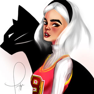 Фото Sabrina Spellman / Сабрина Спеллман и Салем из фильма и сериала Sabrina, the Teenage Witch / Сабрина — маленькая ведьма, by Fer Agda