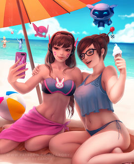 Фото D. Va Hana Song / Ханна Сон и Mei / Мэй Лин Чжоу / Mei Ling Zhou из игры Overwatch / Дозор, by Zarory