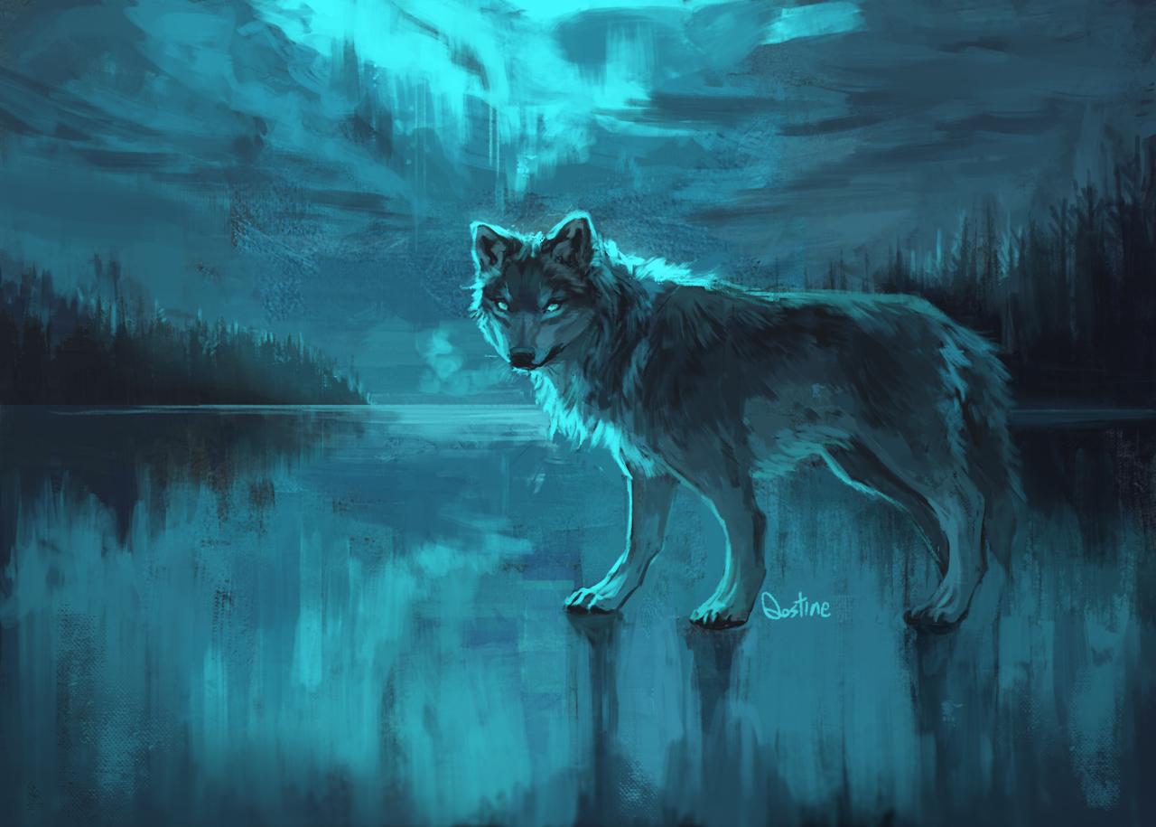 Волк в воде
