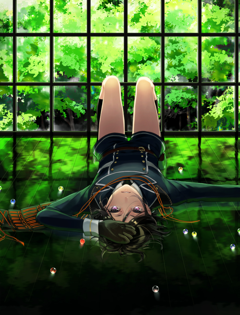 Фото Yagen Toushirou лежит на полу в комнате с видом на сад из игры Touken Ranbu / Танец Мечей, by Noes