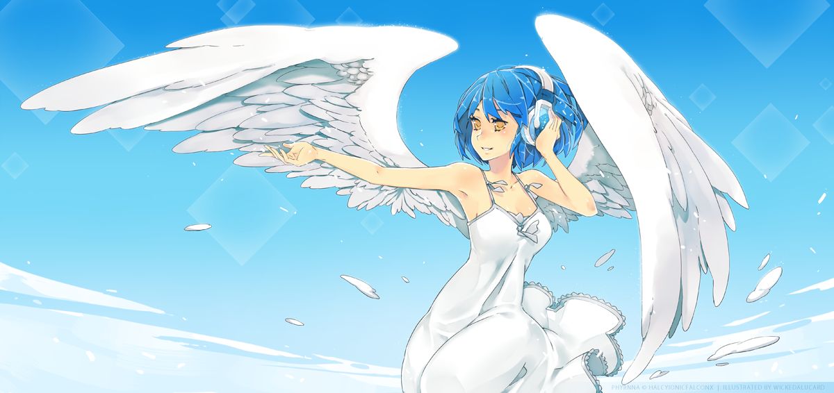 Фото Девушка-ангел в белом платье в небе, by wickedalucard