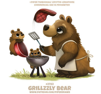 Фото Медведь и два медвежонка у барбекю (Grillzzly Bear), by Cryptid-Creations