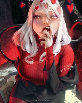 Фото Асмодей из игры Helltaker, by zumidraws