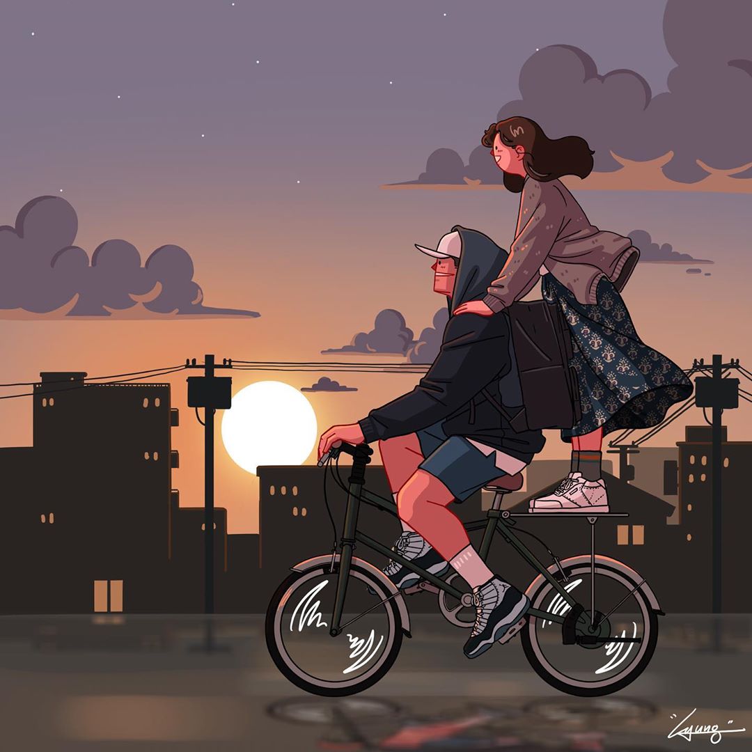 Фото Парень с девушкой на велосипеде, by Lee Kyu Young
