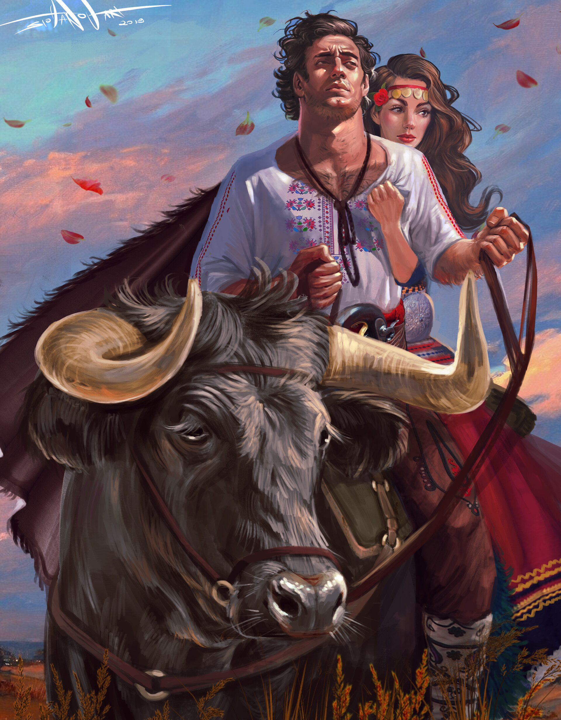 Фото Мужчина и девушка едут на буйволе, by Kaloyan Stoyanov