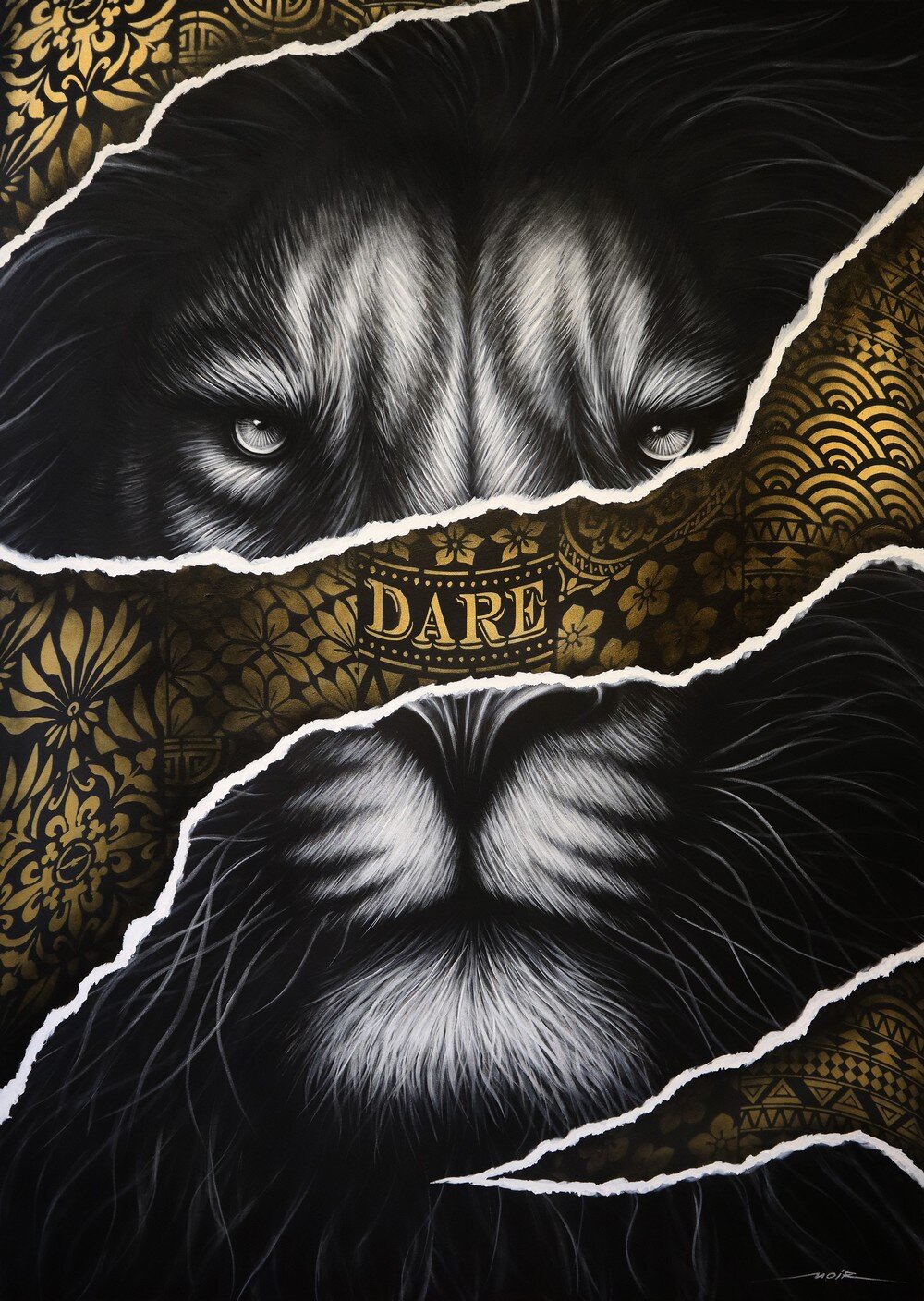 Фото Черно-белый портрет льва, (dare / смею), by Люсьен Гилсон - художник NOIR