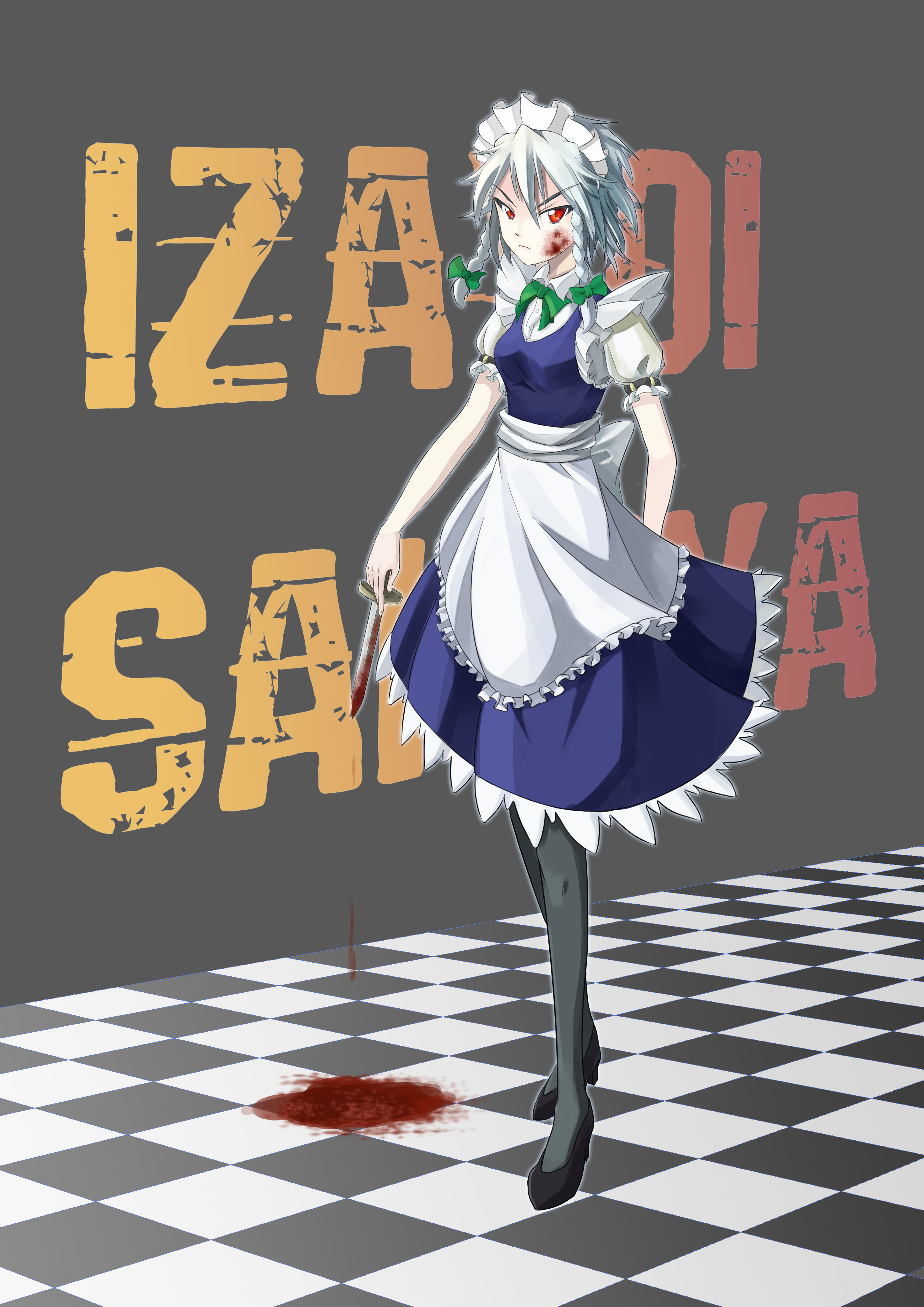 Фото Сакуя Изаей / Sakuya Izayoi держит окровавленный нож, из игры Touhou  Project / Проект Восток, by Shinebell