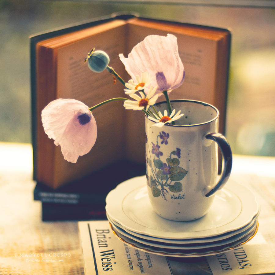 Чашка с блюдцем летние цветы в подарочной упаковке