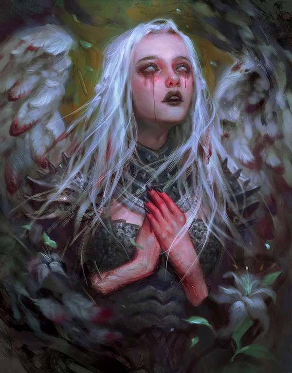 Фото Белокурая девушка-ангел в крови, by Dopaprime