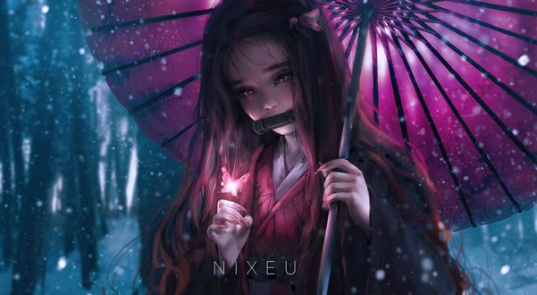 Фото Нэдзуко Камадо / Nezuko Kamado из аниме Клинок, рассекающий демонов / Kimetsu no Yaiba, by Nixeu