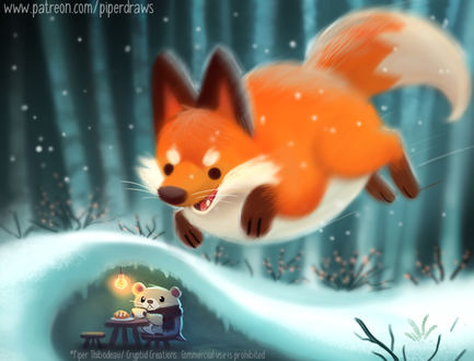 Фото Лиса обнаружила норку грызуна, by Cryptid-Creations